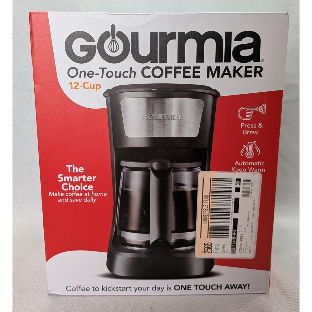 Gourmia One-Touch Coffee Maker 12-Cup Black New Automatic Keep Warm GCM1250